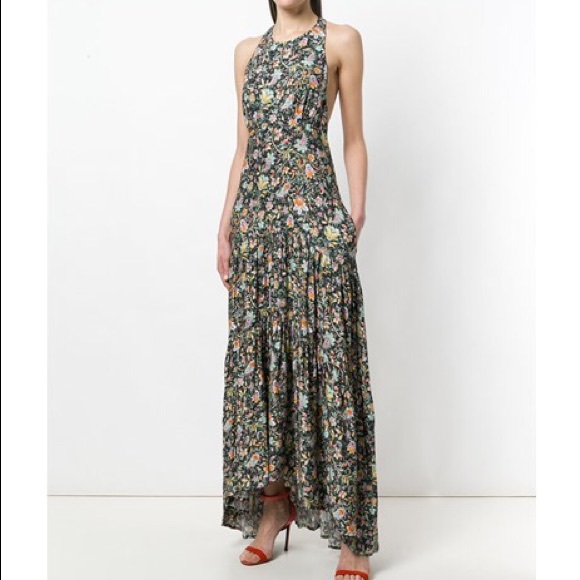 Black Coral Floral Sexy Back Maxi Dress - Picture 3 of 14